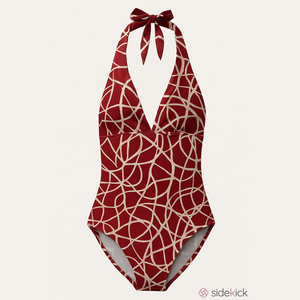 Jantzen Red and White Halter style One Piece Swimsuit